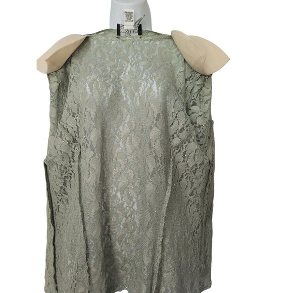 Women’s Alex Evenings 2-piece Maxi Dress Set XL Green Lace Sequins Jacket - Picture 8 of 16